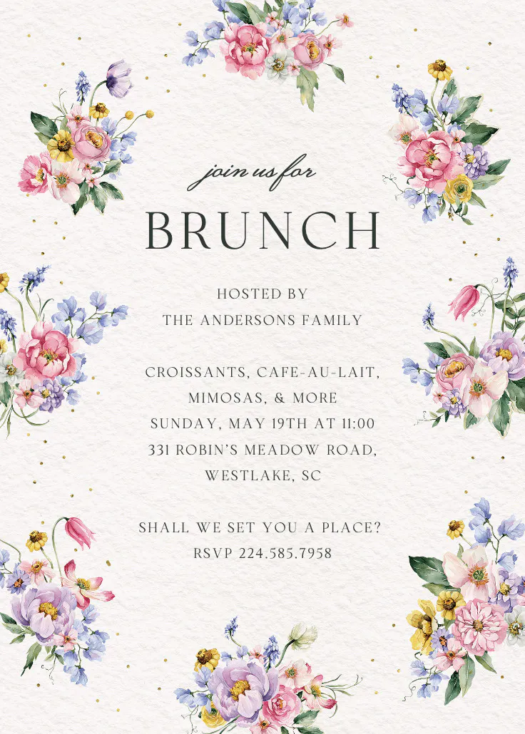 Subtle bouquets - brunch & lunch invitation